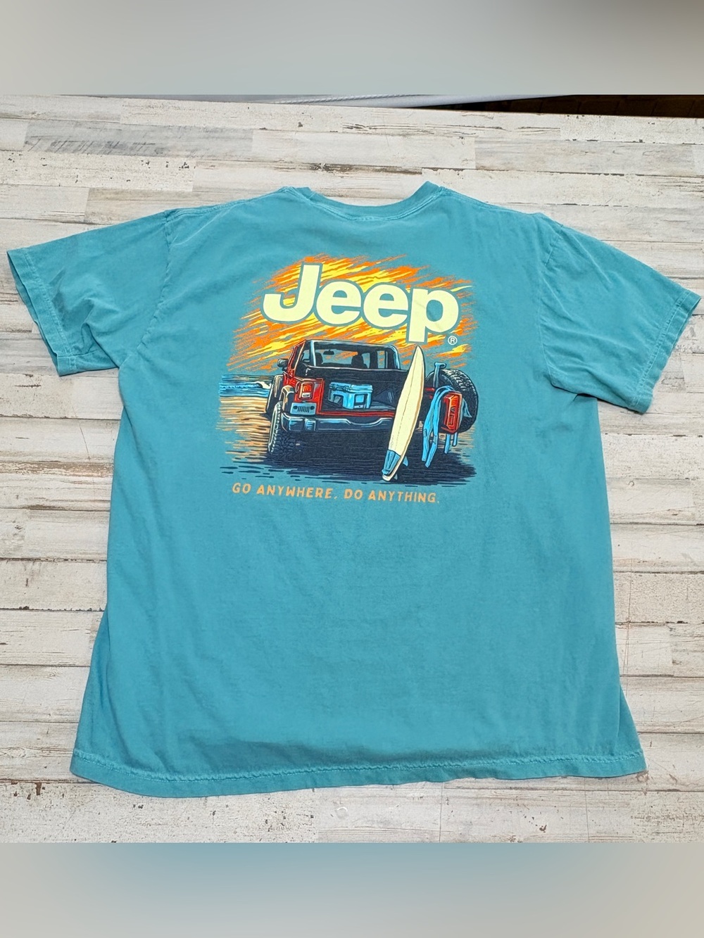 Jeep Surf Go Anywhere Do Anything Short Sleeve Comfort Colors T-Shirt XL Seafoam